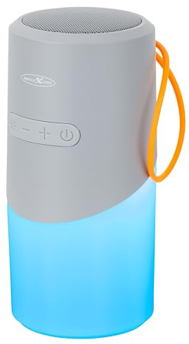 REFLEXION BTX705 Bluetooth Outdoor Lautsprecher mit LED-Licht | Camping Lampe | Nachtlicht | Kabellose Box 40W Sound, IPX Schutz & MicroSD Slot | USB-C, 3 Std. Wiedergabe | Kompakt & tragbar (Grau)