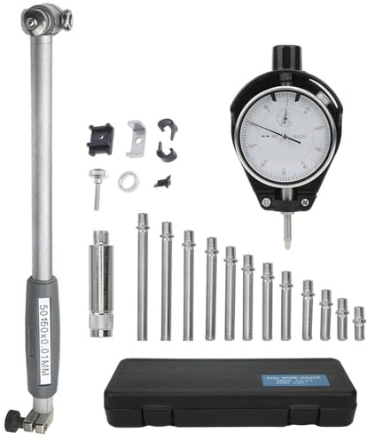 Strumento Di Misurazione Della Precisione Del Diametro Interno 50-160 Mm, Precisione 0,01 Mm, Profondità 150 Mm, Completo Di 12 Punte Intercambiabili e Custodia, Con Indicatore a Quadrante