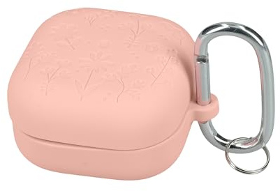 kwmobile Silikon Case für Samsung Galaxy Buds 4 / Galaxy Buds 4 Pro Hülle - Kopfhörer Schutzhülle mit Karabiner - Geprägtes Muster Dark Rose