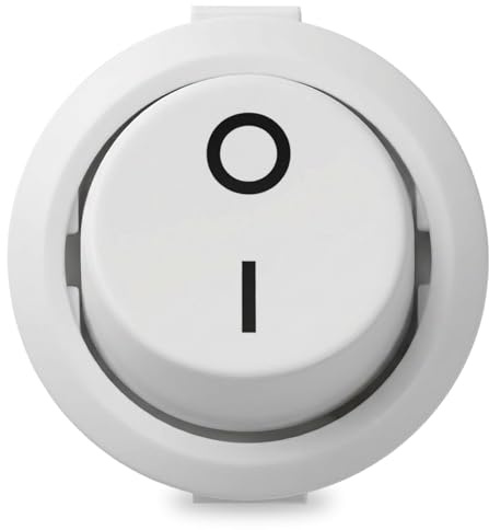 Kippschalter ON/OFF AC 6A/250V Möbel-Schalter Wippschalter Rund 1 Gang Weiß Elektro Schalter Ein/Aus für Möbelinstallation