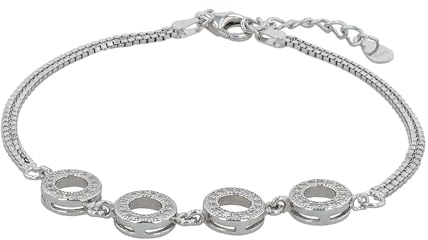 Akzent Armband Damen - Premium Armband Damen in Schwarz aus 925/- Silber, rhodiniert, 100% Wasserfest & Hautverträglich