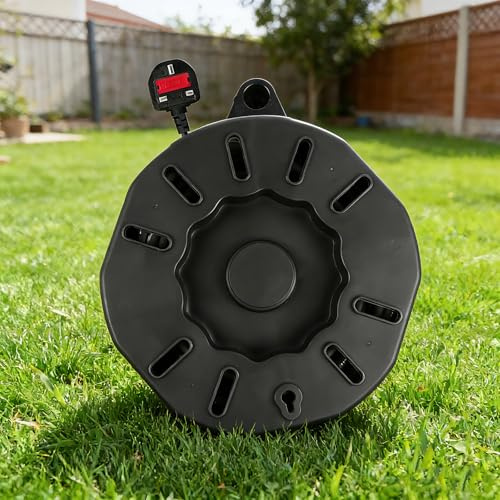 10m 4 Gang Extension Lead Reel, Heavy Duty Aluminium Drum with Thermal Overload Cut Out, PVC Outdoor Cable, 13A UK Plug for Home, Garage & Workshop