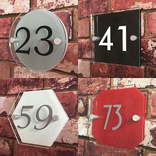 HOUSE SIGN PLAQUE Personalised Door Number Custom Made for Your Address Home Room Modern Floating Acrylic Long Lasting Weatherproof Bespoke Sign