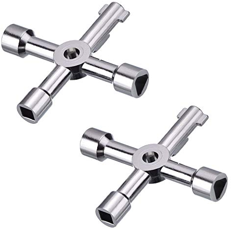 Shappy 2 Packung Kühler Bleed Schlüssel Schaltschrank Schlüssel Gas Meter Keys Utility 4 Wege Schlüssel für Multi-anwendung (Silber)