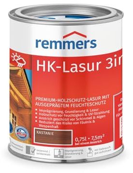 Remmers HK-Lasur 3in1 kastanie, 0,75 Liter, Holzlasur aussen, 3facher Holzschutz mit Imprägnierung + Grundierung + Lasur, Feuchtigkeit- und UV-Schutz