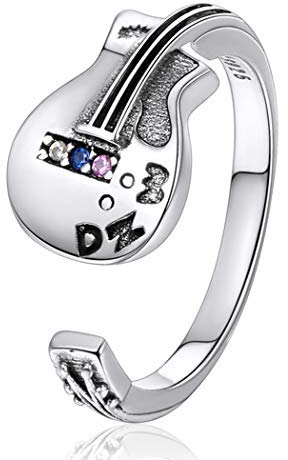ChicSilver Offener Ring für Frauen 925 Sterlingsilber Ring Gitarre Verstellbarer Ring für Frauen Mädchen