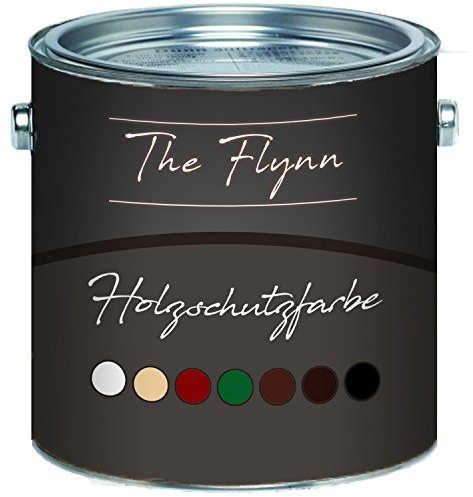 The Flynn einzigartige Holzschutzfarbe schnelltrocknend und wetterbeständig - Schutz vor Verwitterung in Weiß, Beige, Schwedenrot, Grün, Dunkelbraun, Rotbraun und Schwarz (1 L, Schwarz)