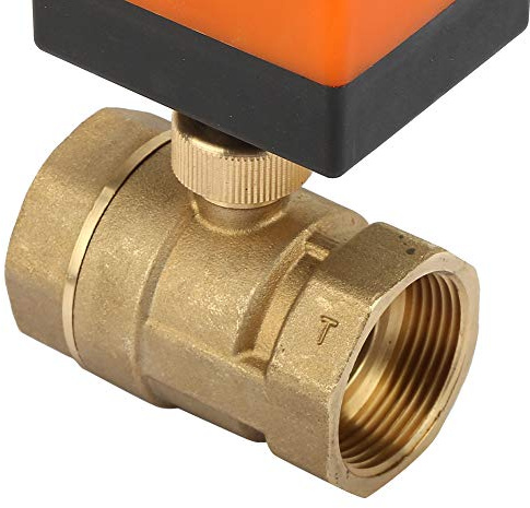 Motorisiertes Kugelhahnventil, DC 12V Messing-Kugelhahn DN32 G1-1/4 Gewindeanschluss 2-Wege-3-Drahtflussregelventil
