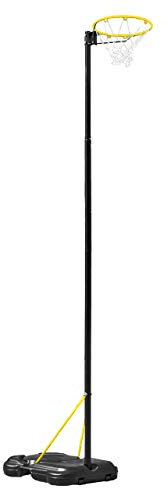 FORZA Freestanding Netball Post - Adjustable 8ft – 10ft Regulation Size Hoop | Full Size Training Post and Hoop Set - Portable Wheeled Base | Optional Netball & Pump (Posts + Netball Ball)