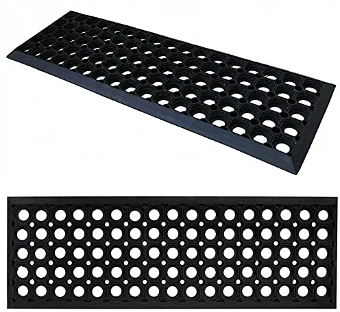 Gummi Stufenmatten Fußmatte Ringgummimatte 25x75 cm Treppenmatte Matte rutschhemmend Dicke 18mm mit Anlaufkante (1 Stück)