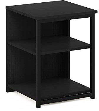 Furinno Camnus Modern Living Beistelltisch, Nachttisch, dunkelgrau (Americano)/schwarz