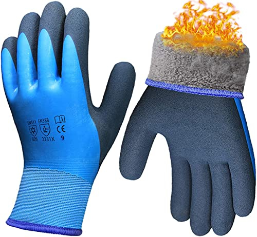 SupremeTTF Thermal Work Safety Glove, Cold Resistance, Fleece Lining, Fully Latex Rubber Coated For Water Proof, Soft/Anti-Slip Palm For Grip (Size XL/10) - Pack of 1 Pairs