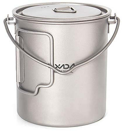 Lechnical 750ml/900ml/1100ml Ultralight Titanium Pot Water Mug Cup with Lid and Foldable Handle Outdoor Camping Cooking Picnic