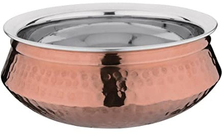 Olympia Large Handi Copper Serving Dish 200mm - Double Walled, Durable, Wide Rim, Home Restaurant Café Buffet Display Rice Curry Food Serving Pot