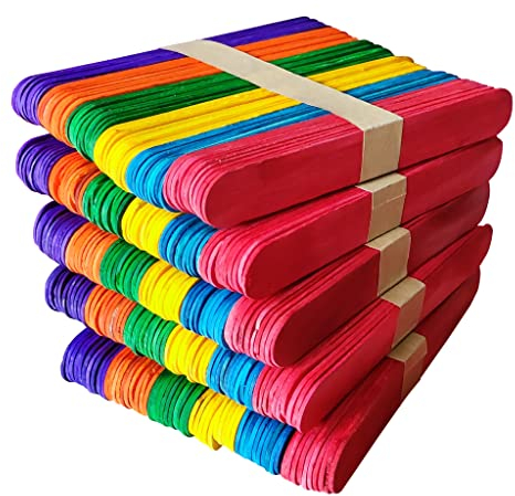 Netuno 300x Bunt Bastelholz Holzstäbchen Holzspatel Holzeisstiele Eisstiele Holzstäbe Eisstäbchen 15cm lang Natur glatt zum Basteln Handwerk DIY