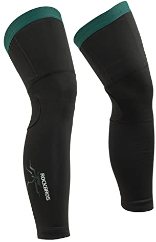 ROCKBROS Jambières Vélo Thermiques Hiver Genouillère Sport Élastique Couvre de Jambes Coupe Vent Course Cyclisme Basketball Randonné Pêche Basketball Golf Homme Femme Noir Vert S-M (1 Paire)