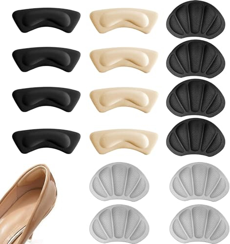 8 Paires Coussinets de Coussin de Talons, Antidérapants Coussinet Chaussure Auto Adhésif Semelles de Chaussure pour Protecteur de Soins des Pieds pour Empêche Frottements et Ampoules