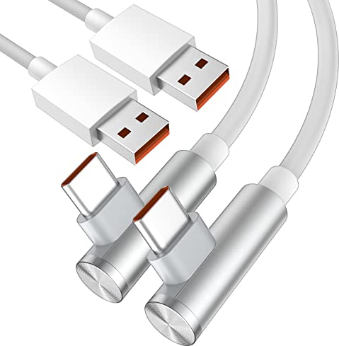 USB C Kabel 90 Grad 2Stück 1,8m Typ C Ladekabel 120W 6A für Xiaomi 15 14 13T Pro 12 11T Redmi Note 14 13 12 Pro+ 5G,USB C Schnellladekabel Datenkabel 90W Turbo Aufladen für Xiaomi POCO X7 X6 Pro Pad 7