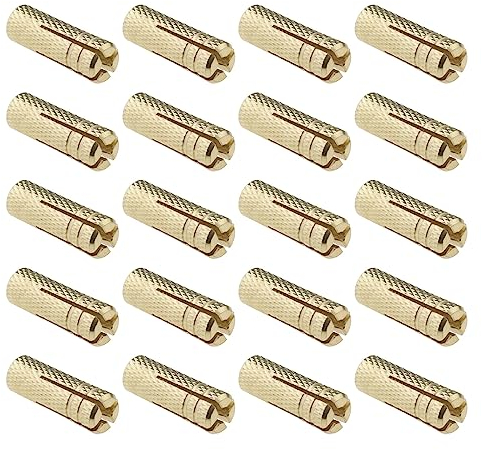 SG Store Lot de 20 chevilles M8 en laiton pour fixation murale en briques solides en béton