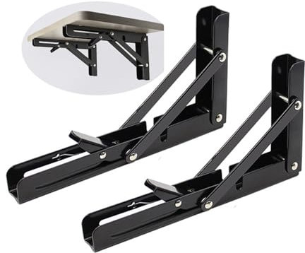 2 Stück Klappkonsolen Schwerlast Rostfreier Stahl,Regalträger Klappbar Regal Halterung Wandkonsole Trennwand Tablarträger Klappschanier,für Tischplatten Klapptisch Wandtisch (40cm,Black)