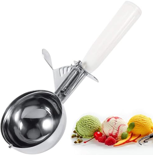 1 Pcs Ice Cream Scoop with Plastic Handle Stainless Steel Non Stick Anti Freeze Design for Gelato Cookie Dough Sorbet and Aqua Easy to Use and Clean