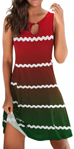 WVONIF Robe de Plage Femme en Eponge Col V Robe Tunique Chic Et Elegant Fête Cocktail Mini Shirt Robe sans Manches Imprimé Floral Bohème Grande Taille Pas Cher Mini Jupe De Plage Robe Verte