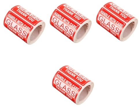 SOLUSTRE 4 Rollen Zerbrechliche Aufkleberetiketten selbstklebende etiketten gebrauchsanweisung für tags zerbrechliche Warnaufkleber zerbrechliche Aufkleber für Verpackungen handhaben