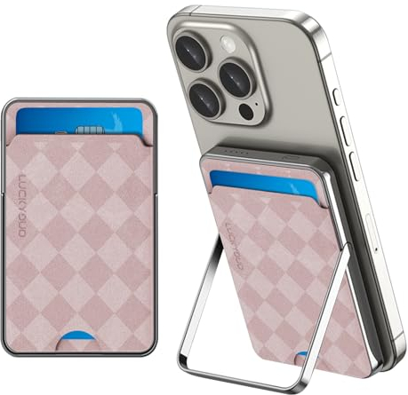 LUCKYDUO Slim Wireless Magnetic Power Bank, with Mag-safe Wallet/Foldable Stand 5,000mAh,Ultra Compact Mini Portable Charger with Phone Holder, Battery Pack Compatible with iPhone 15/14/13/12 Serie