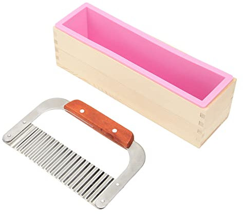 Wooden Soap Cutter Mold with Silicone Mold and Cutter Knife for Soap Making, Craft Collections, Crafting Tools Glossy Appearance for Beginners, for Homemade Soap Lovers