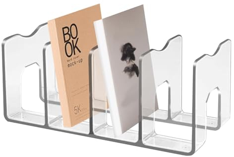 Schreibtisch-Bücher-Organizer, transparente Trennwand, Bücherregal – transparenter Geldbörsen-Organizer, 4 Fächer, Taschen-Regal, Trennwand, Schreibtisch-Bücherregal für Arbeitszimmer, Arbeitsplatz,