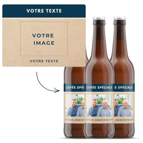 Cadeau original ! Étiquettes à personnaliser pour bières (lot de 6) - ajoutez vos textes - étiquette personnalisée - cadeau unique - anniversaires - mariage - fête des pères - retraite - événement