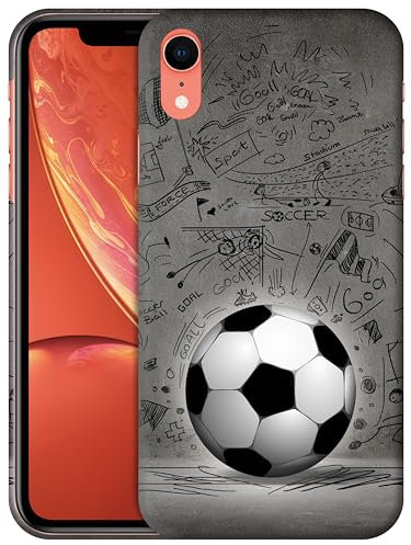 GlamCase for iPhone XR, iPhone XR Case - Football Wall art Design Printed Slim & Sleek Cute Plastic Hard Snap on Protective Designer Back Phone Case/Cover for iPhone XR White
