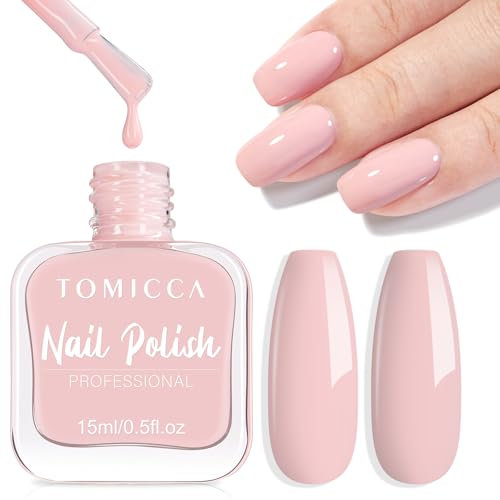 TOMICCA Vernis à Ongles Rose Nude, 15ml Brillant Séchage Rapide & Longue Durée, Décollable à Base d'eau Vernis à Ongles pour DIY Nail Art Manucure