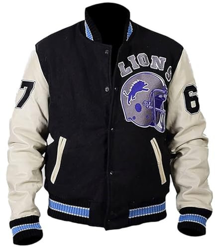 MERCH ATTIRE Beverly Hills Cop Eddie Murphy Baseball Tom Hardy Venom Letterman Varsity Bomberjacke für Herren, 5) Cremefarbene Lederärmel – Wolle vorne, 3XL