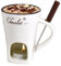 Schokofondue Tasse, 200ml Keramik Schokoladenfondue Tasse, Schokoladen Fondue Becher Set, Mehrzweck Chocolate Fondue Set Mit Gabel Und Teelicht Für Käse Schokolade Butter Karamell