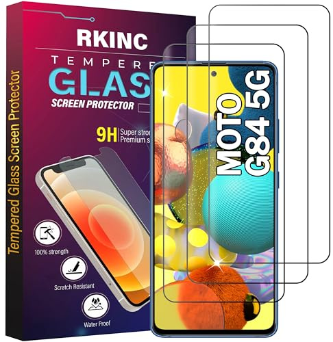 RKINC Screen Protector [3-Pack] for Motorola Moto G84, Tempered Glass Film Screen Protector, 0.33mm [LifetimeWarranty][Anti-Scratch][Anti-Shatter][Bubble-Free]