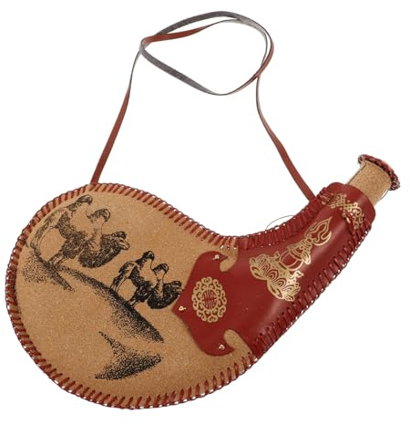 Sosoport Traditioneller Ledersack Wasserbeutel Mit Riemen Antiker Stil Wasserschlauch Tragbare Weinflasche Für Outdoor Wiederverwendbar Leicht Für Reisen Und Wandern