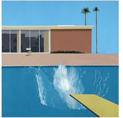 CAOXTART David Hockney Bigger Splash Leinwandgemälde, Poster, Drucke, Quadros, Wandkunst, Bild für Wohnzimmerdekoration, Wandbild, 80 x 80 cm, Rahmen