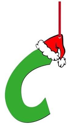 Christmas Wooden Alphabet Letters Ornaments Handmade Unfinished DIY Decorative Hanging Xmas Tree Decorations Initial A To Z Craft (C, 8x5x1cm)