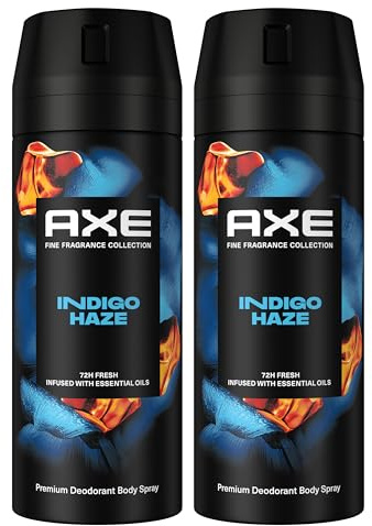 AXE Déodorant Homme Spray Indigo Haze Collection Prestige 2x150ml | 72h de Protection Anti-Odeurs, Collection Parfum Prestige, Lavande & Menthe Poivrée, 2x Plus d’Actifs Anti-Odeurs au Zinc