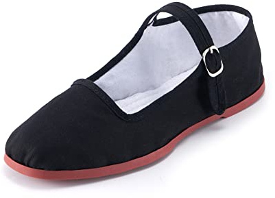 Women's Classic Chinese Flat Shoes Ballet Flats Cotton Mary Jane Shoes Soft Sole Breathable Tai Chi Trainers