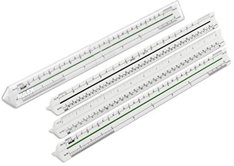 Rulex Imperial 12 inch Triangular Scale Ruler 3/32, 3/16=1ft & inches (16ths), 1/8, 1/4 & 1/2, 1=1ft, 3/8, 3/4 & 1 1/2, 3=1ft - UK manufactured