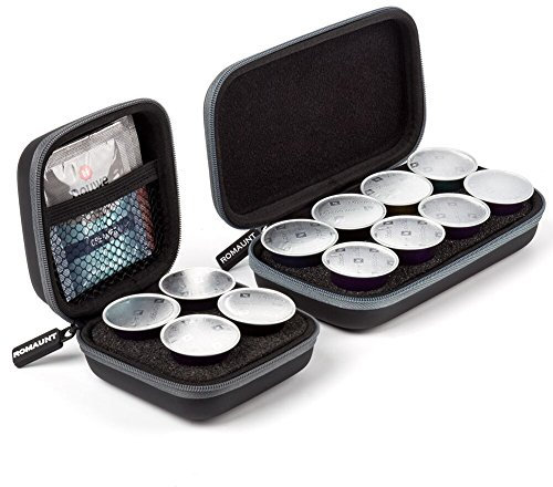 ROMAUNT Etui de Protection pour Compatible Nespresso Capsules de Café,Sac Dur PU Portable et Housse Antichoc Externe Partenaire de Voyage de Minipresso,Nanopresso(2 paquets,4pods+8pods)
