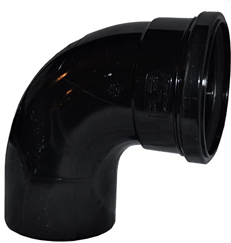Single Socket Pushfit Soil Pipe 90 Degree Bend - Black
