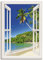 ARTLAND Wanddeko Leinwand Bilder Wandbild 70x100 cm Fensterblick Karibik Südsee Strand Meer Insel Palmen Meerblick S9IC