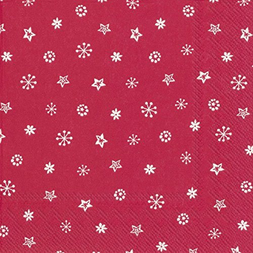IHR LITTLE JOY red, stars and snowflakes on red background Christmas Luncheon Paper Table Napkins 20 in a pack 33cm square