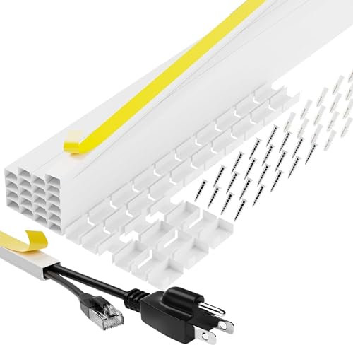 A+ ELECTRIC 315 Cord Cover & 24 Pcs Fittings for Max 2 Cables - White Cable Raceway & Concealer - Paintable Self-Adhesive Channel