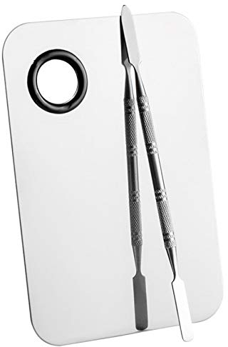 Professional Pro Stainless Steel Makeup Palette Cosmetic Palette with Spatula Tool Makeup Art Tool For Nail Art Eye Shadow Eyelash Makeup Professional Pigment Blending?6 x 4 Inch Sliver?