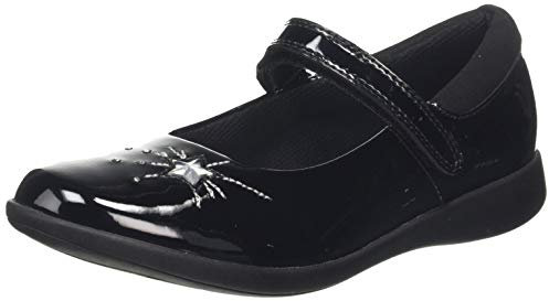 Clarks Girls' Etch Spark K Closed Sandals, Black Black Pat Black Pat, 28 EU X-Weit