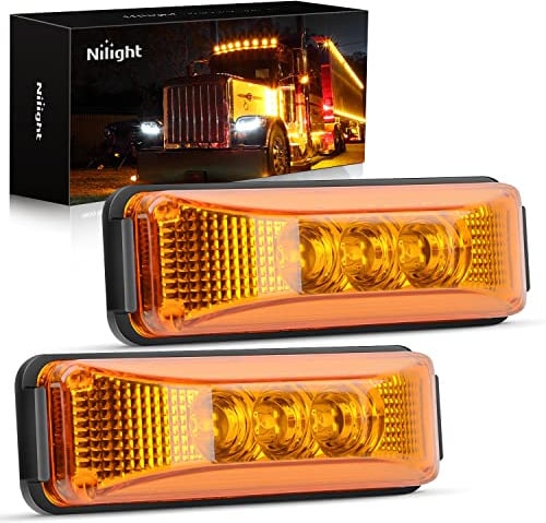 Nilight 2PCS 3.9 Inch Front Rear Side Marker Lights 3 LED Amber Clearance Indicator Lamp Waterproof Sealed Surface Mounted for 12V Truck Trailer Camper RV